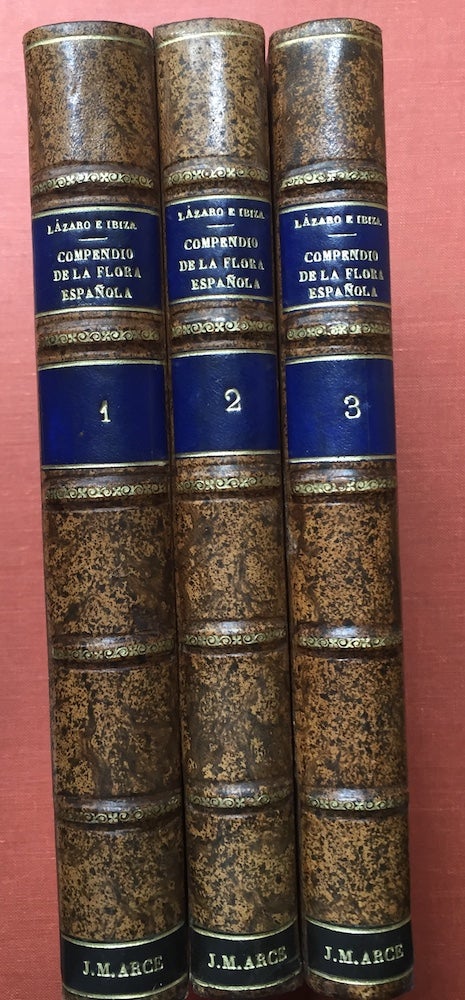Item #H2662 Botanica Descriptiva, Compendio de la Flora Española, Tercera Edicion, Corregida y Aumentada, 3 volumes, 1920-1921, flame calf. Blas Lazara e. Ibiza.