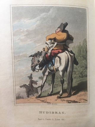 Hudibras, a Poem (2 volumes, 1819, finely bound, colored aquatint plates) - With notes selected from Grey and other authors, to which are prefixed a Life of the Author, and a Preliminary Discourse on the Civil War &c. A New Edition Embellished with Engravings