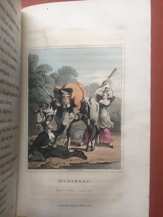 Hudibras, a Poem (2 volumes, 1819, finely bound, colored aquatint plates) - With notes selected from Grey and other authors, to which are prefixed a Life of the Author, and a Preliminary Discourse on the Civil War &c. A New Edition Embellished with Engravings
