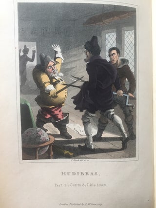 Hudibras, a Poem (2 volumes, 1819, finely bound, colored aquatint plates) - With notes selected from Grey and other authors, to which are prefixed a Life of the Author, and a Preliminary Discourse on the Civil War &c. A New Edition Embellished with Engravings