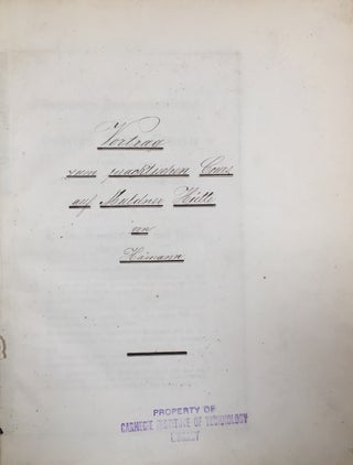 Item #H271 Vortrag zum pracktischen Cours auf Muldner Hütte (ca. 1865-75). Hamann, author