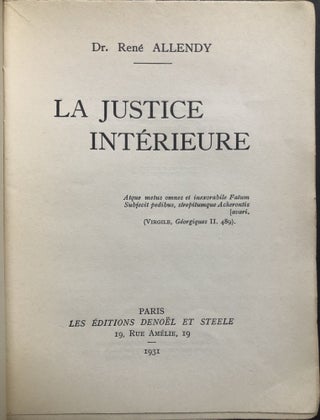 La Justice Interieure - limited to 75 numbered copies, this one inscribed