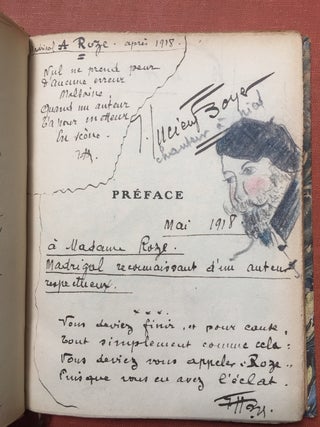 La Chanson des Poilus (inscribed by author to Edmond and Jeanne Roze with drawings, etc.) - Recueil des Chansons et Poems dits par l'Auteur en France et an Macédoine aux Armées de la République
