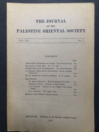 Item #H28041 Journal of the Palestine Oriental Society. Vol. XVI, no. 4, 1936. Robert Koppel