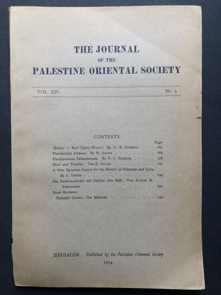 Item #H28046 Journal of the Palestine Oriental Society. Vol. XIV no. 3, 1934. Stephan H. Stephan