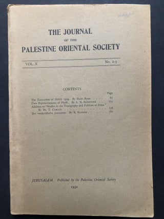 Item #H28049 Journal of the Palestine Oriental Society. Vol. X no. 2-3, 1930. Hans Kjaer