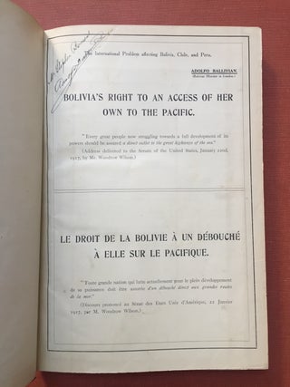 Item #H2835 3 publications on Bolivia bound in one volume: Bolivia's Right to an Access of her...