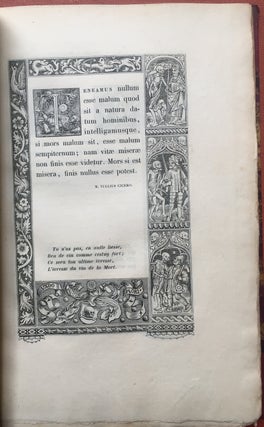 L'alphabet de la Mort de Hans Holbein entouré de bordures du XVIe siècle et suivi d'anciens poëmes Français sur le sujet de trois mors et des trois vis publiés d'après les manuscrits par Anatole de Montaiglon (1856)