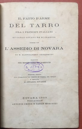 Item #H2881 Il Fatto D'arme del Tarro fra i principi italiani et Carlo Ottavo Re di Francia,...