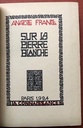 Sur La Pierre Blance, gravures sur bois par Jean Kefalinos (Paris, 1924, limited, finely bound)