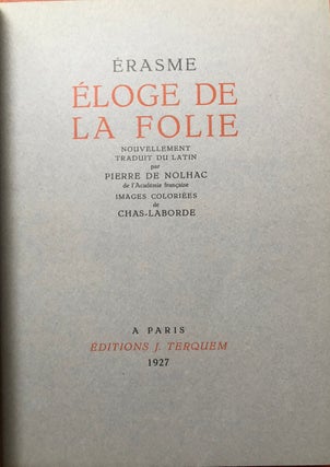 Erasme: Eloge de La Folie (1927, limited, finely bound, illustrated)