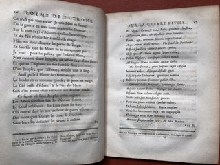 Poeme de Petrone sur la guerre civile entre Cesar et Pompée. Avec deux epitres d'Ovide: Le tout traduit en vers francois avec des remarques et des conjectures sur le poeme intitulé pervigilium veneris.