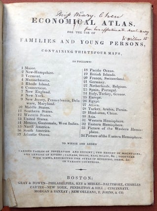 Item #H3329 An Economical Atlas for the Use of Families and Young Persons (1831). Samuel Griswold...