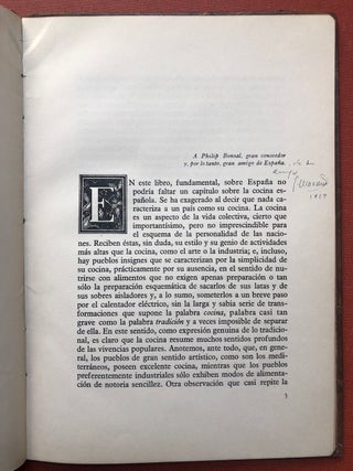 Ensayo apologético sobre la concina española (the dedication copy) -- [An apologetic essay on Spanish cuisine]