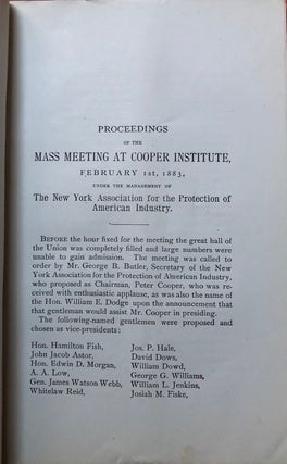 Proceedings of the Mass Meeting Held at Cooper Institute, New York, February 1st, 1883
