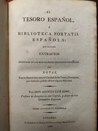 El Tesora Espanol, Biblioteca Portatil Espanola, 4 volumes 1802