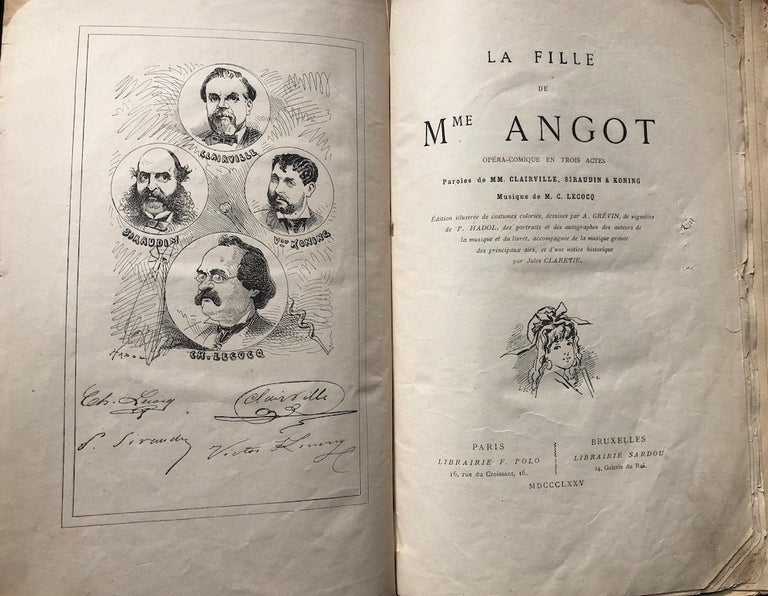 Item #H3975 La Fille de Mme (Madame) Angot, Opera-Comique en Trois Actes (1875, with major handwritten revisions). Charles Lecocq, Siraudin, MM. Clairville, Koning, Jacques Offenbach, Paroles.