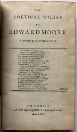 Item #H4378 The Poetical Works of Edward Moore & The Poetical Works of Nicholas Rowe. Edward...
