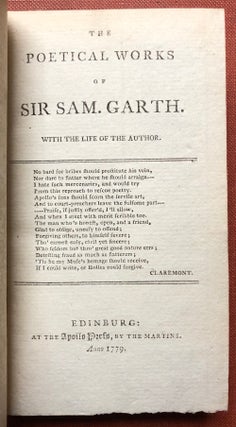 Item #H4389 The Poetical Works of Sir Samuel Garth, John Armstrong MD and Edmund Smith, 3 volumes...