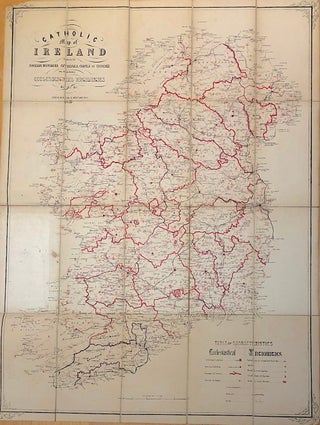 Item #H4454 Catholic Ecclesiastical Map of Ireland (1859) and pamphlet KEY to the Catholic...