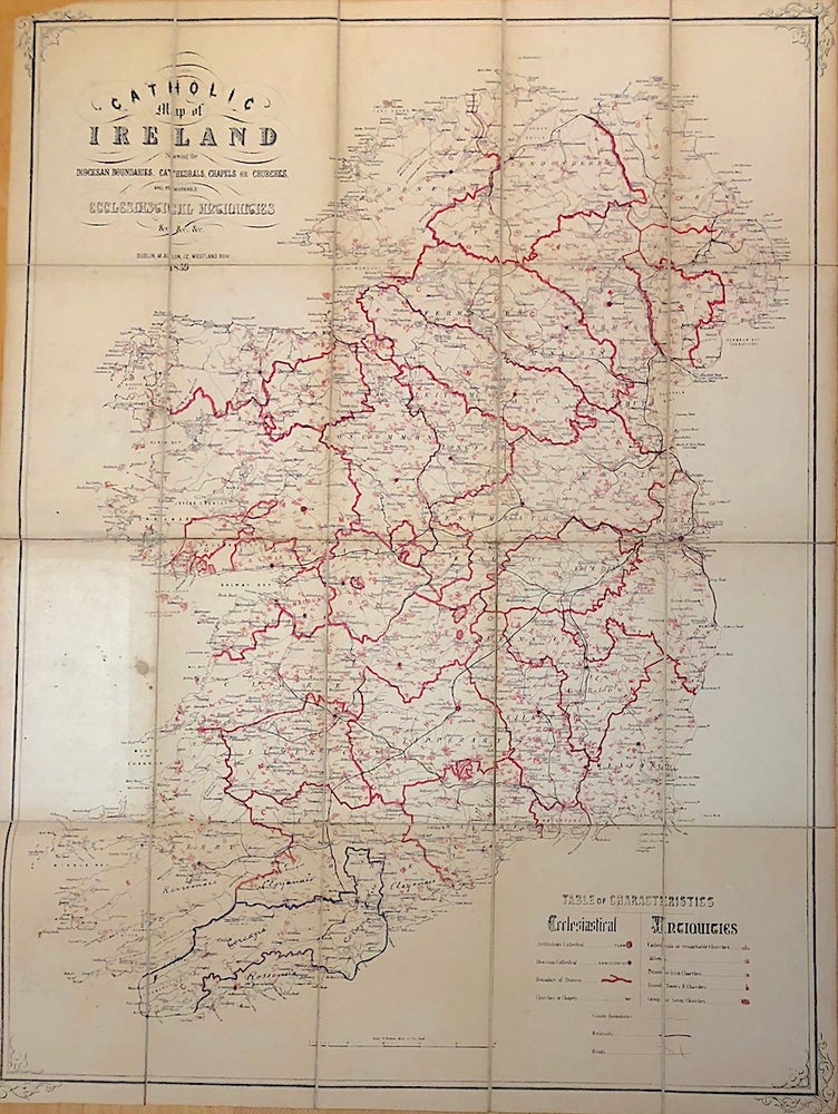 Item #H4454 Catholic Ecclesiastical Map of Ireland (1859) and pamphlet KEY to the Catholic Ecclesiastical Map of Ireland. Ireland - maps, Mark Allen.
