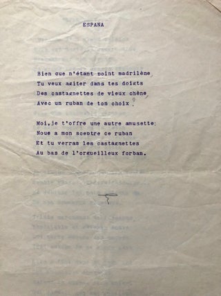 Extraits des Strophes Libertines du Chevalier Naja (handwritten cover page plus ten typed poems, with corrections in hand by Dekobra)