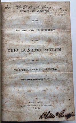 Item #H4847 Bound volume of 1st - 11th Annual Report of the Directors of the Ohio Lunatic Asylum...