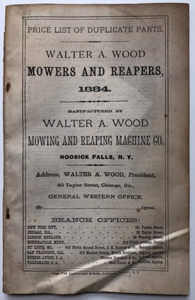 Item #H4970 1884 Price List of Duplicate Parts, Walter A. Wood Mowers and Reapers. Walter A. Wood Co