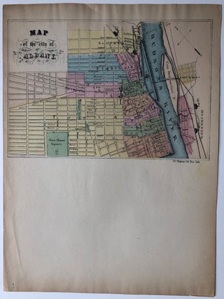 5 Charles Magnus 1860s-70s letterhead views/maps: The Merchants Exchange, New York; Map of the City of Albany; Map of the City of Buffalo, View of Troy, NY; View of Louisville, KY
