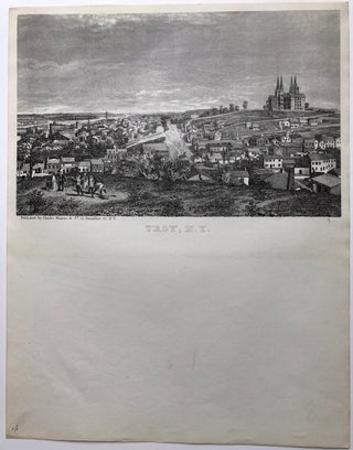 5 Charles Magnus 1860s-70s letterhead views/maps: The Merchants Exchange, New York; Map of the City of Albany; Map of the City of Buffalo, View of Troy, NY; View of Louisville, KY