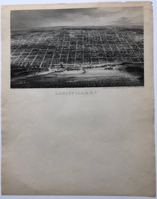 5 Charles Magnus 1860s-70s letterhead views/maps: The Merchants Exchange, New York; Map of the City of Albany; Map of the City of Buffalo, View of Troy, NY; View of Louisville, KY