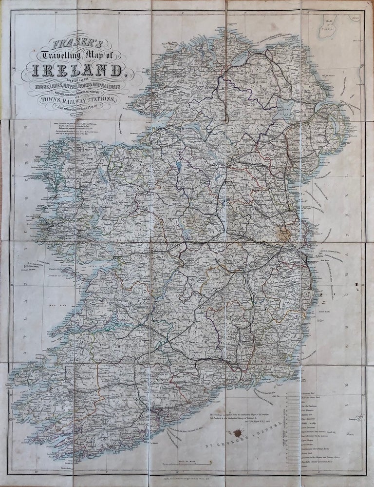 Item #H5098 Fraser's Travelling Map of Ireland, Shewing all the Towns, Lakes, Rivers, Roads and Railways. James Fraser, A. Hay, Edinburgh.