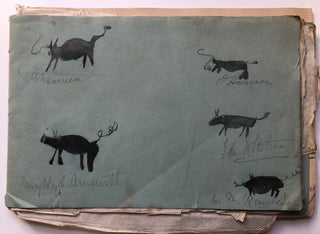 Item #H5099 Unique hand pictured book of drawings of PIGS - done with eyes closed! 1893-1895....