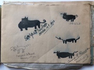 Unique hand pictured book of drawings of PIGS - done with eyes closed! 1893-1895
