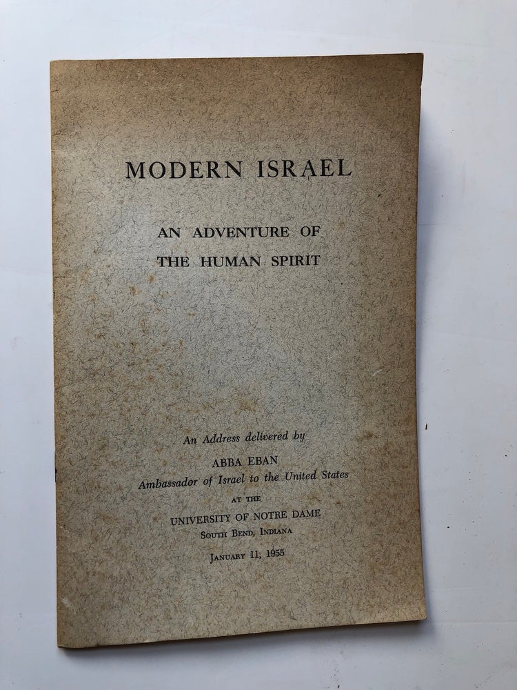 Item #H5103 Modern Israel, an adventure of the human spirit. Abba Eban.
