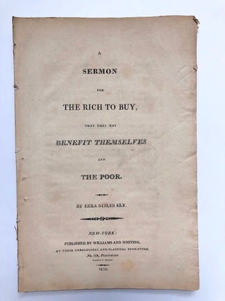 Item #H5374 A Sermon for the Rich to Buy, that they may Benefit Themselves and the Poor. Rev....