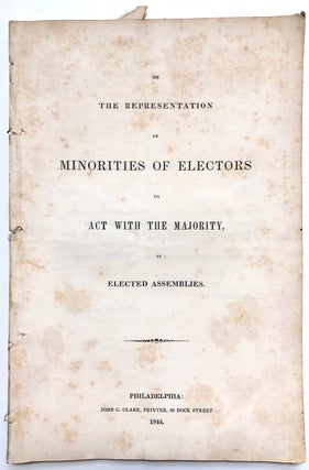 Item #H5383 On the representation of minorities of electors to act with the majority, in elected...