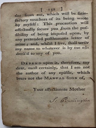 An Unfortunate Mother's Advice to her Absent Daughters in a letter to Miss Pennington - signed by author