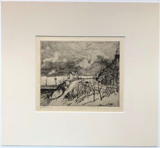 Item #H6496 "Approaching Homestead" from Ten Etchings from Pittsburgh (1905, limited to 60 signed...