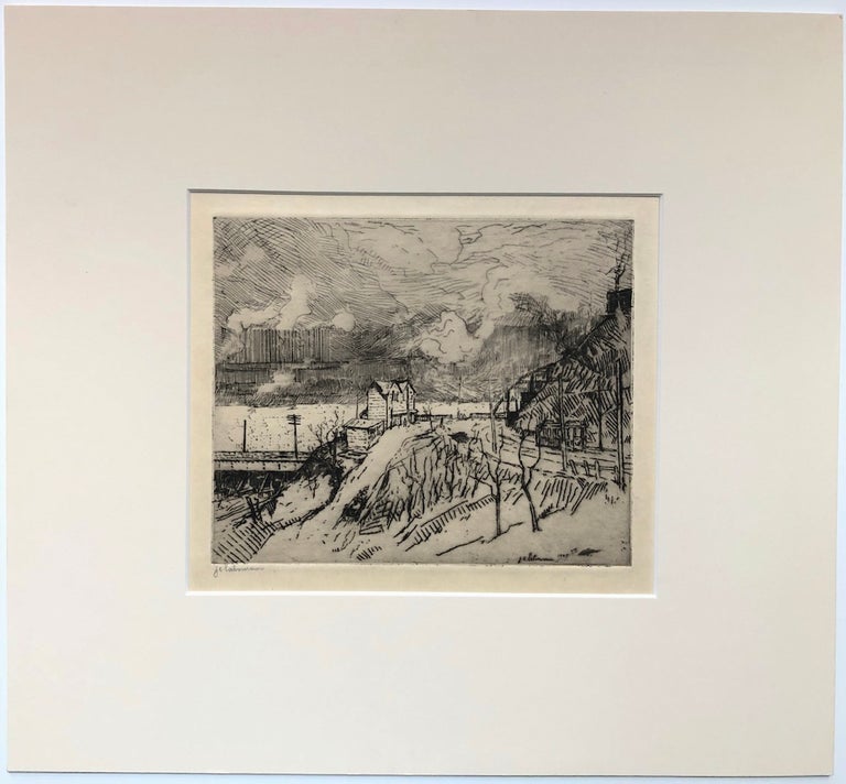 Item #H6496 "Approaching Homestead" from Ten Etchings from Pittsburgh (1905, limited to 60 signed prints). Jean-Emile Laboureur, J.-E.