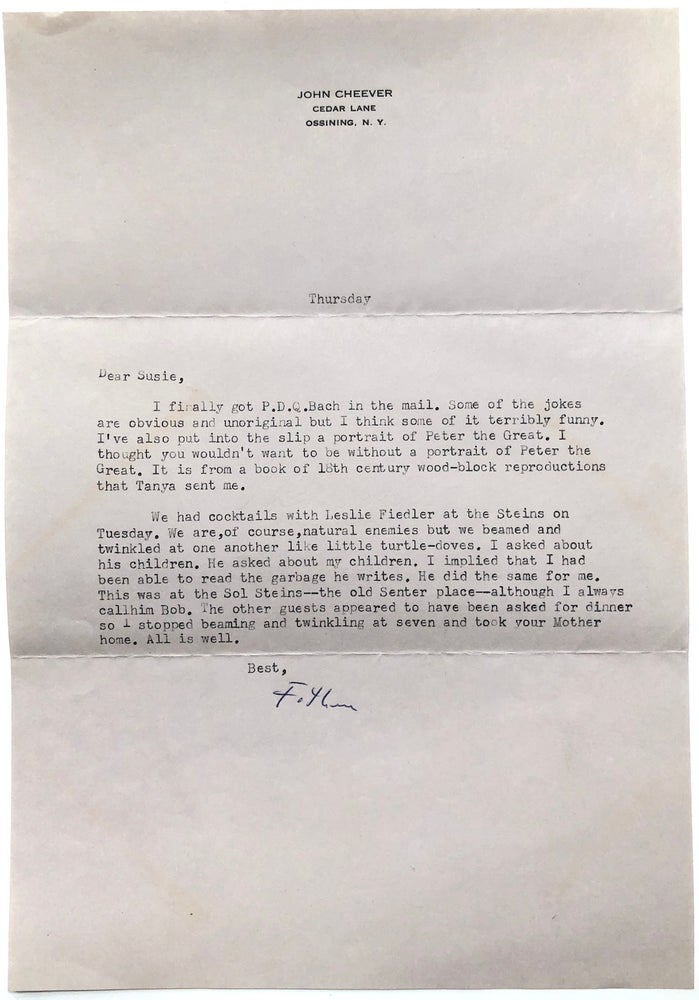 Item #H6516 Group of 25 typed letters from Cheever to his daughter, 1960-1976. John Cheever.