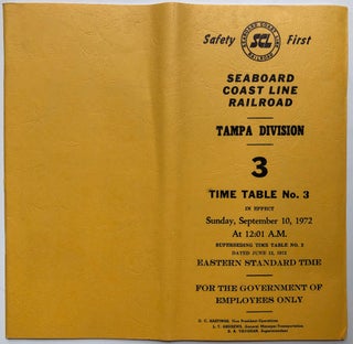 Item #H6528 Seaboard Coast Line Railroad Tampa Division, Time Table No. 3...Sunday, September 10,...