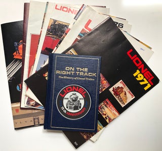Item #H6538 On the Right Track, the History of Lionel Trains 1900-1975, plus 9 brochures/catalogs...
