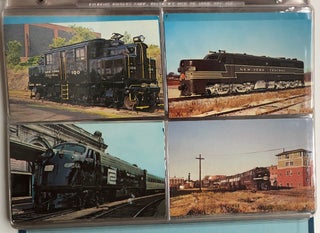 Item #H6540 Large binder containing 123 postcards of trains, locomotives, stations, etc., mainly...