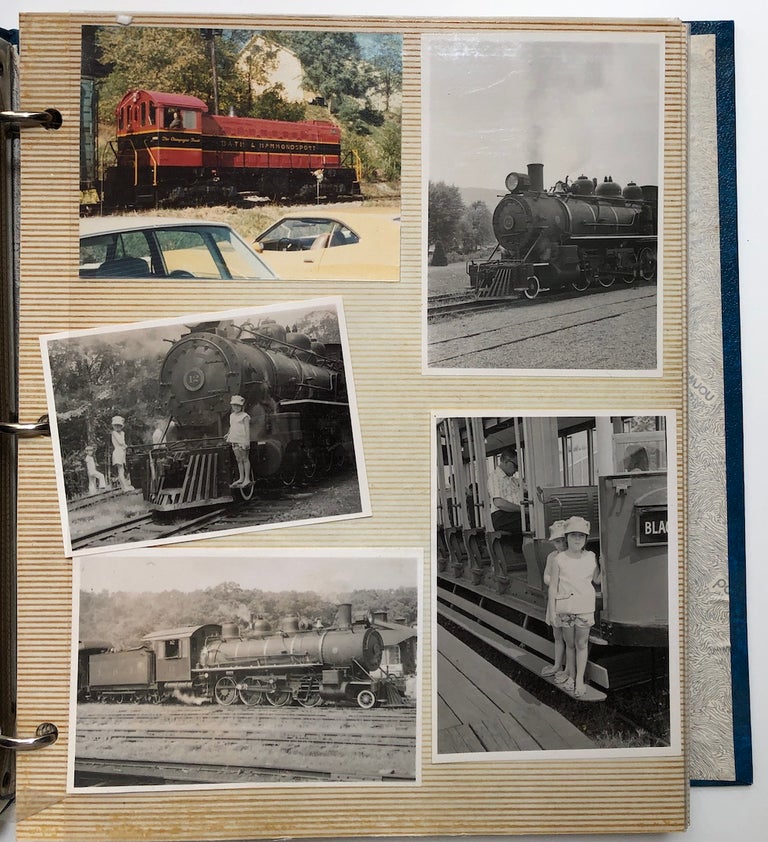 Item #H6541 1973-1975 Binder of over 120 photos of railways, railroads, locomotives, mainly b&w, Pennsylvania, Ohio trains. Railroads.