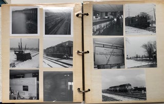 1973-1975 Binder of over 120 photos of railways, railroads, locomotives, mainly b&w, Pennsylvania, Ohio trains