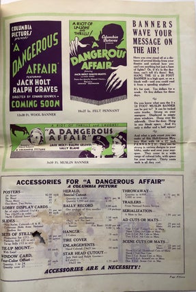 Large promotional publicity publication for "A Dangerous Affair" (1931) starring Jack Holt, Ralph Graves, Sally Blaine and Susan Fleming, directed by Edward Sedgwick - Advertising, Publicity, Exploitation