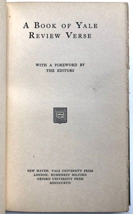 A Book of Yale Review Verse -- in dust jacket (1917)