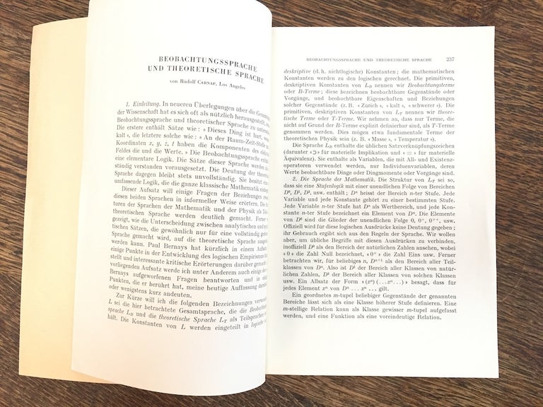 Item #H692 Beobachtungssprache und Theoretische Sprache - offprint/Sonderdruck from Dialectica, Vol. 12 nos. 3/4, 1958. Rudolf Carnap.