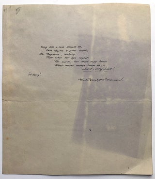 Item #H7238 Handwritten copy of 'A Song' - 6 lines, signed in full, undated. Frank Dempster Sherman